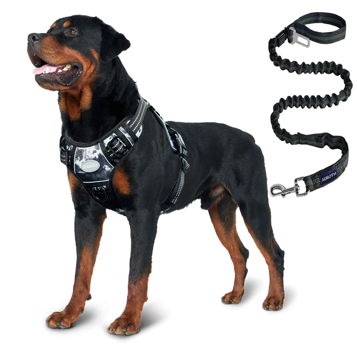 Auroth Tactical Dog Harness & 6FT Leash Set β No-Pull Training Vest with MOLLE Gear System, Heavy Duty for Small to Large Dogs, Camo