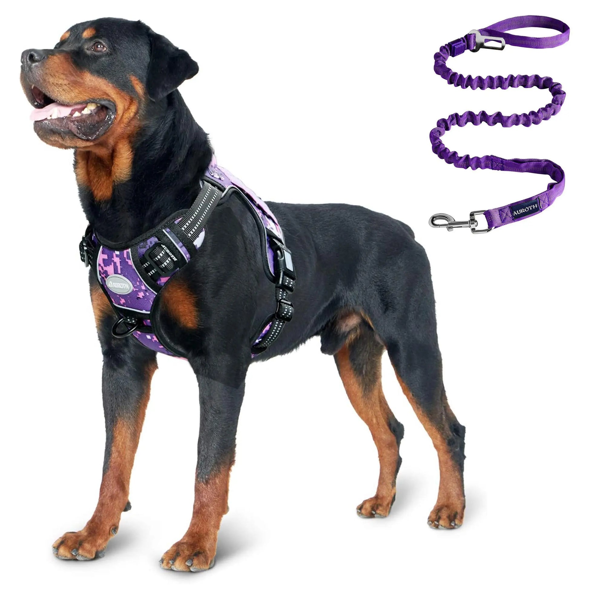 Auroth Tactical Dog Harness & 6FT Leash Set – No-Pull Training Vest with MOLLE Gear System, Heavy Duty for Small to Large Dogs, Camo