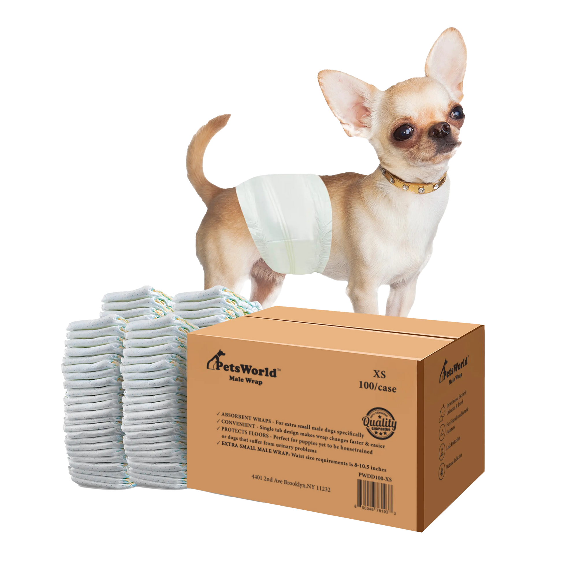 PetsWorld Male Dog Diapers – Super Absorbent Belly Bands with Wetness Indicator, Fur-Friendly & Leak-Proof, Disposable