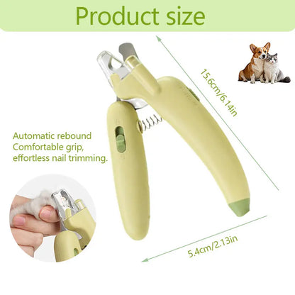 Pet Nail Trimmer with LED Light & UV Lamp – Safe Precision Clippers with Nail File, Collector Box, Non-Slip Handle for Dogs & Cats, All Sizes