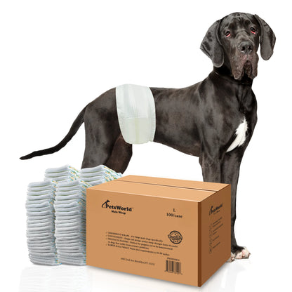 PetsWorld Male Dog Diapers – Super Absorbent Belly Bands with Wetness Indicator, Fur-Friendly & Leak-Proof, Disposable