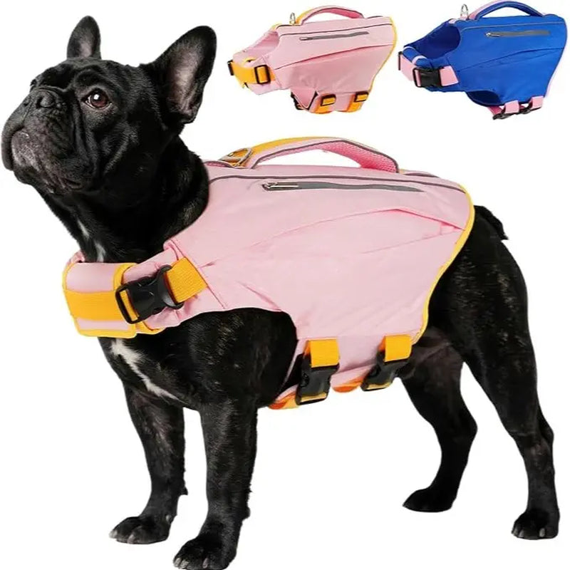 Kuoser Dog Life Jacket – High Buoyancy Reflective Pet Life Vest with Rescue Handle, Adjustable for Small, Medium & Large Dogs, Swimming & Boating