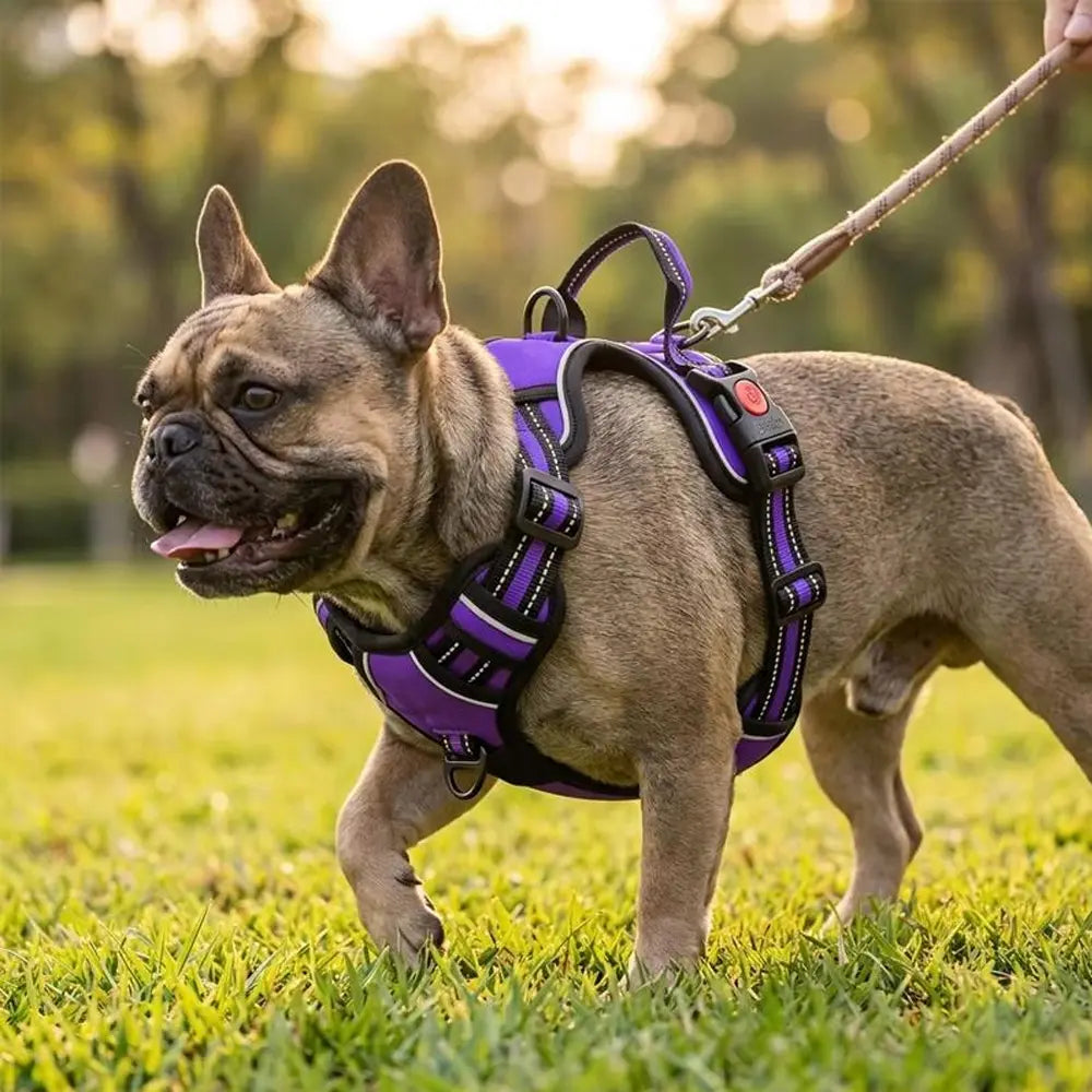 Helety 3-in-1 No-Pull Dog Harness & Leash Set – Dual D-Ring, Locking Buckles, Reflective, Adjustable S-XL, Built-In Poop Bag Holder