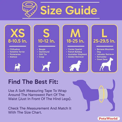PetsWorld Male Dog Diapers – Super Absorbent Belly Bands with Wetness Indicator, Fur-Friendly & Leak-Proof, Disposable