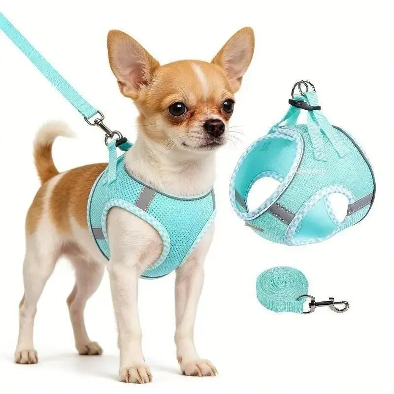 Step-In Dog Harness & Leash Set – Reflective No-Pull Mesh Harness, Adjustable & Lightweight for Small, Medium & Large Dogs