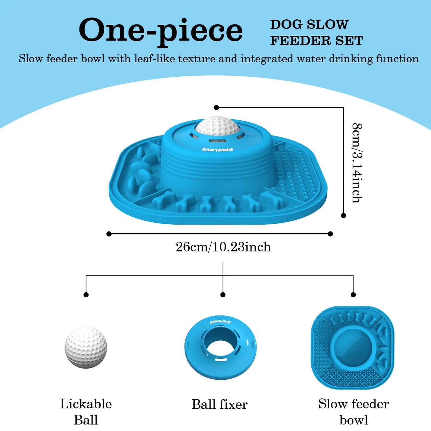 Pawlove Dog Slow Feeder Bowl – Anti-Slip Ball-In Liquid Feeder for Bone Broth, Yogurt & Anxiety Relief, Food-Grade, Dishwasher Safe