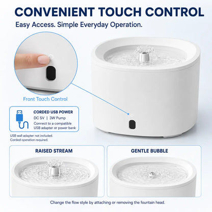 Fluffino 3L Cat Water Fountain – Quiet USB Powered Pet Fountain with Continuous Flow, Large Capacity, Easy to Clean, White