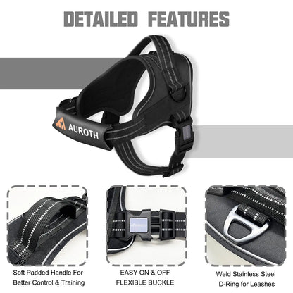 Auroth No-Pull Dog Harness – Soft Padded Reflective Vest with Adjustable Fit, Easy On/Off, Fits Small, Medium & Large Dogs