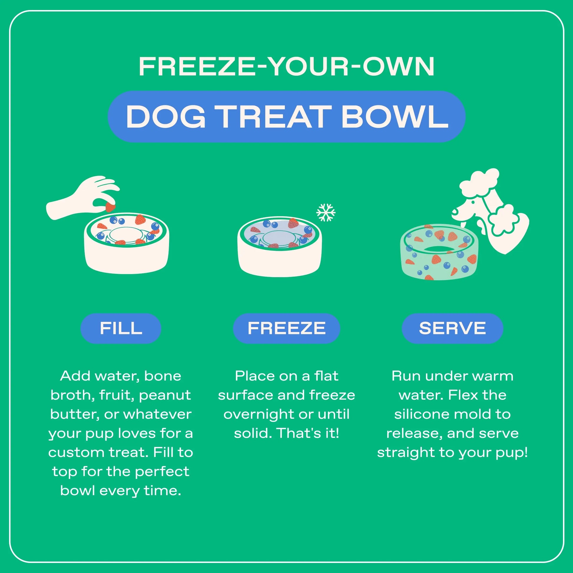 Freeze-Your-Own Dog Treat Bowl – Silicone DIY Frozen Enrichment Bowl for Boredom Relief, Crate Time & Hot Days, Dishwasher Safe