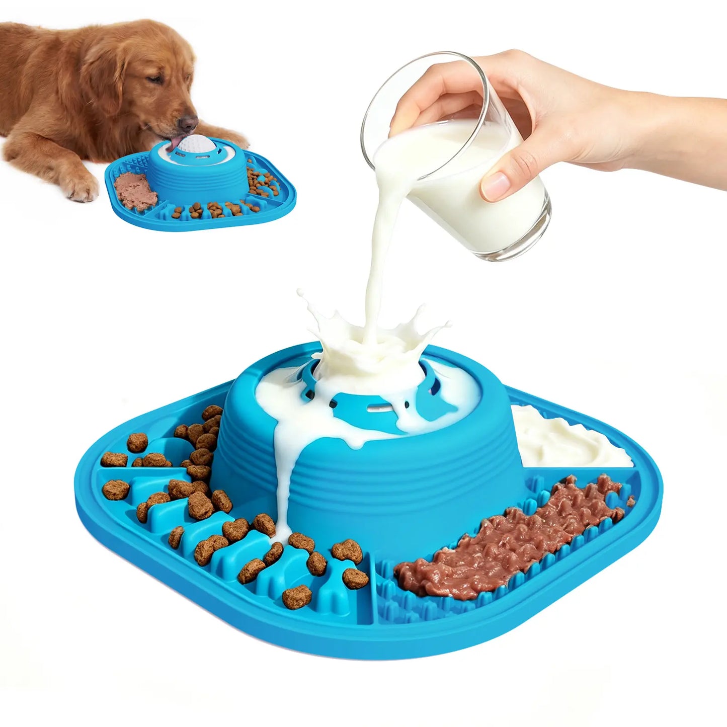 Pawlove Dog Slow Feeder Bowl – Anti-Slip Ball-In Liquid Feeder for Bone Broth, Yogurt & Anxiety Relief, Food-Grade, Dishwasher Safe