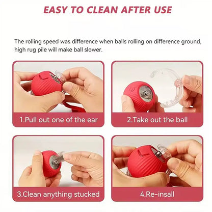 Smart Automatic Rolling Ball Cat Toy – USB Rechargeable Interactive Toy with Obstacle Avoidance & Colorful Plush Tail for Cats & Dogs