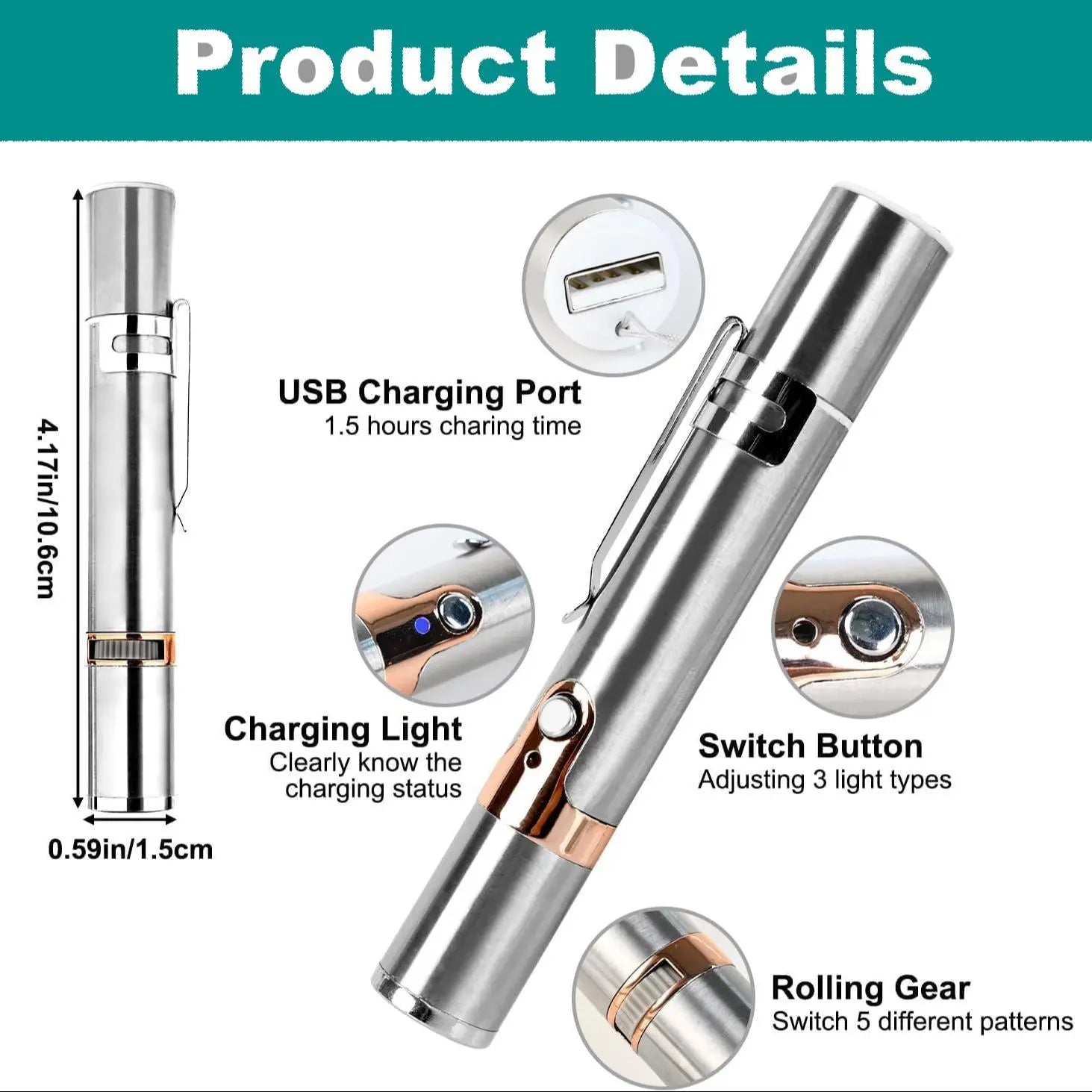 Interactive Laser Pointer Cat Toy – USB Rechargeable, 5 Pattern Modes, Portable Multi-Function Pet Training Toy for Cats & Dogs