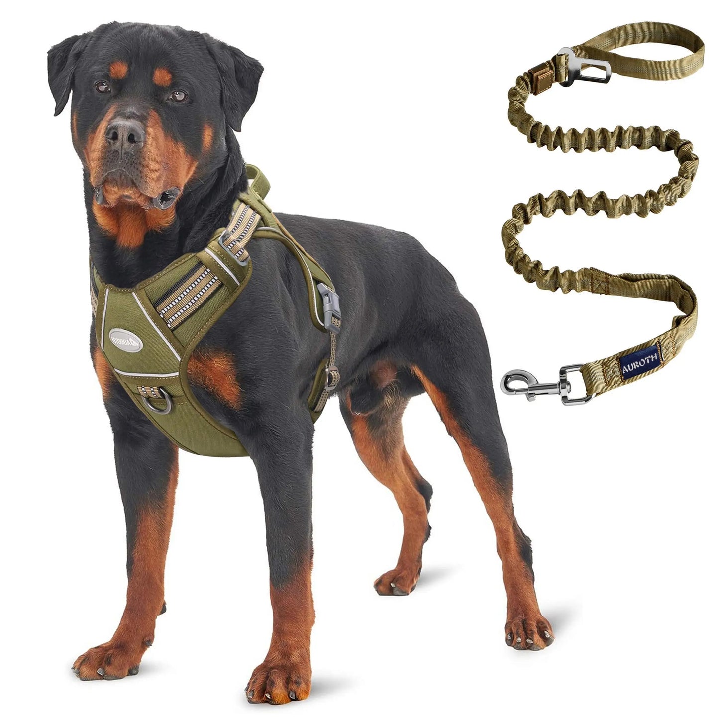 Auroth Tactical Dog Harness & 6FT Leash Set – No-Pull Training Vest with MOLLE Gear System, Heavy Duty for Small to Large Dogs, Camo