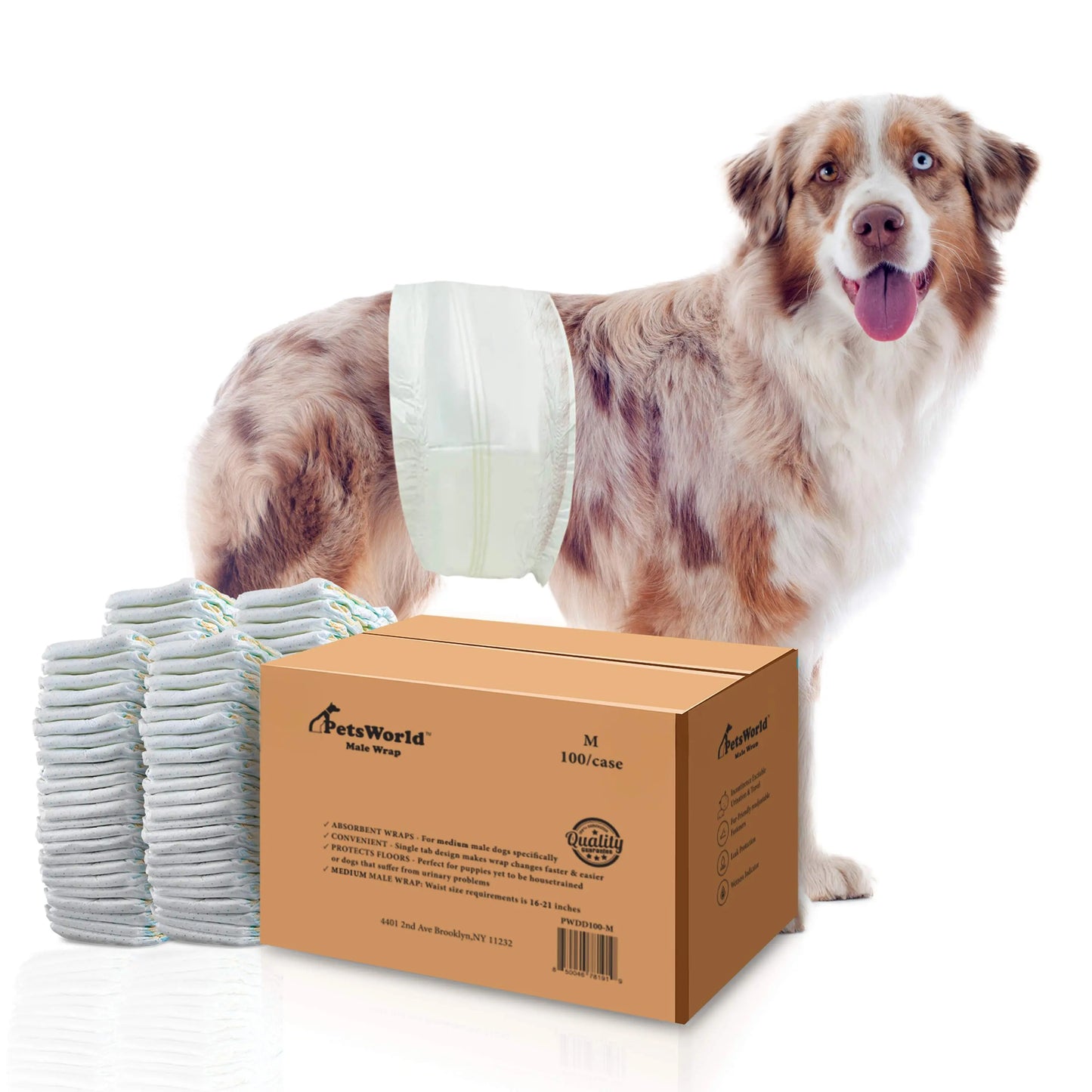 PetsWorld Male Dog Diapers – Super Absorbent Belly Bands with Wetness Indicator, Fur-Friendly & Leak-Proof, Disposable