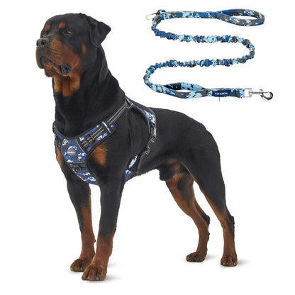Auroth Tactical Dog Harness & 6FT Leash Set – No-Pull Training Vest with MOLLE Gear System, Heavy Duty for Small to Large Dogs, Camo
