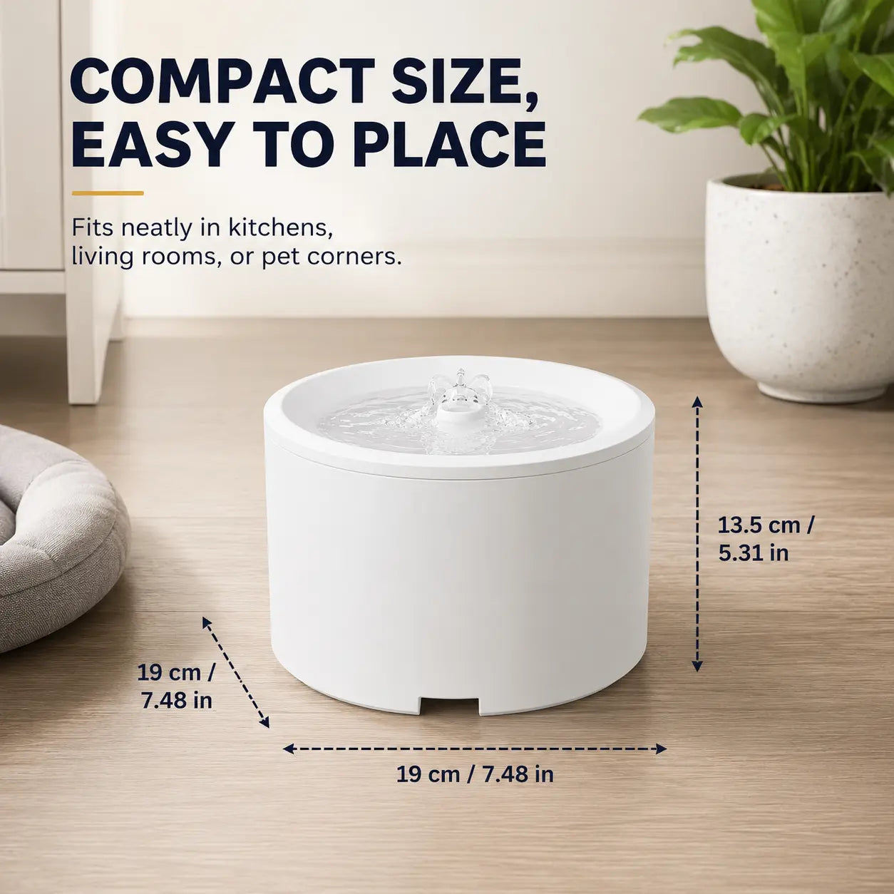 Fluffino 3L Cat Water Fountain – Quiet USB Powered Pet Fountain with Continuous Flow, Large Capacity, Easy to Clean, White