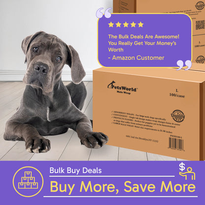 PetsWorld Male Dog Diapers – Super Absorbent Belly Bands with Wetness Indicator, Fur-Friendly & Leak-Proof, Disposable