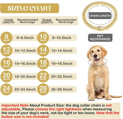 Diamond Cuban Chain Dog Collar – Bling Metal Necklace for Small, Medium & Large Dogs & Cats, Secure Buckle, Gift-Ready