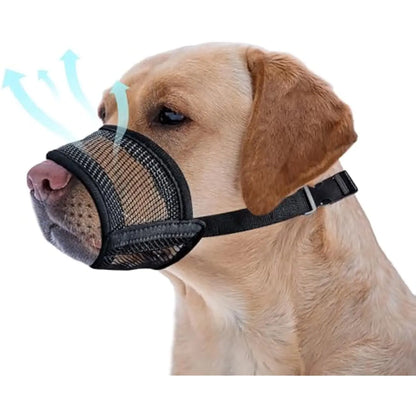 Breathable Mesh Dog Muzzle – Adjustable Air Mesh Muzzle to Prevent Biting, Barking & Chewing, Comfortable Fit for All Dog Sizes