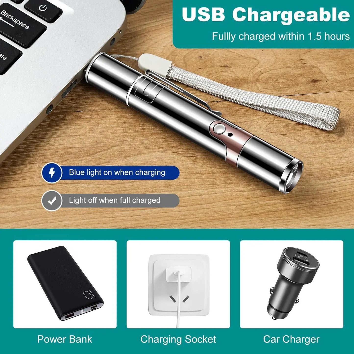 Interactive Laser Pointer Cat Toy – USB Rechargeable, 5 Pattern Modes, Portable Multi-Function Pet Training Toy for Cats & Dogs