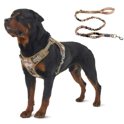 Auroth Tactical Dog Harness & 6FT Leash Set – No-Pull Training Vest with MOLLE Gear System, Heavy Duty for Small to Large Dogs, Camo