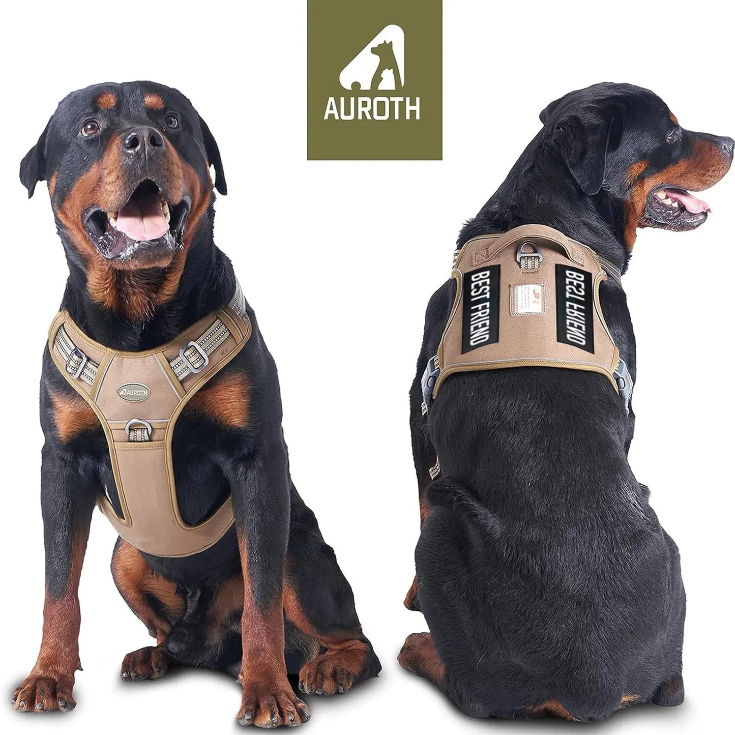 Auroth Tactical Dog Harness & 6FT Leash Set – No-Pull Training Vest with MOLLE Gear System, Heavy Duty for Small to Large Dogs, Camo