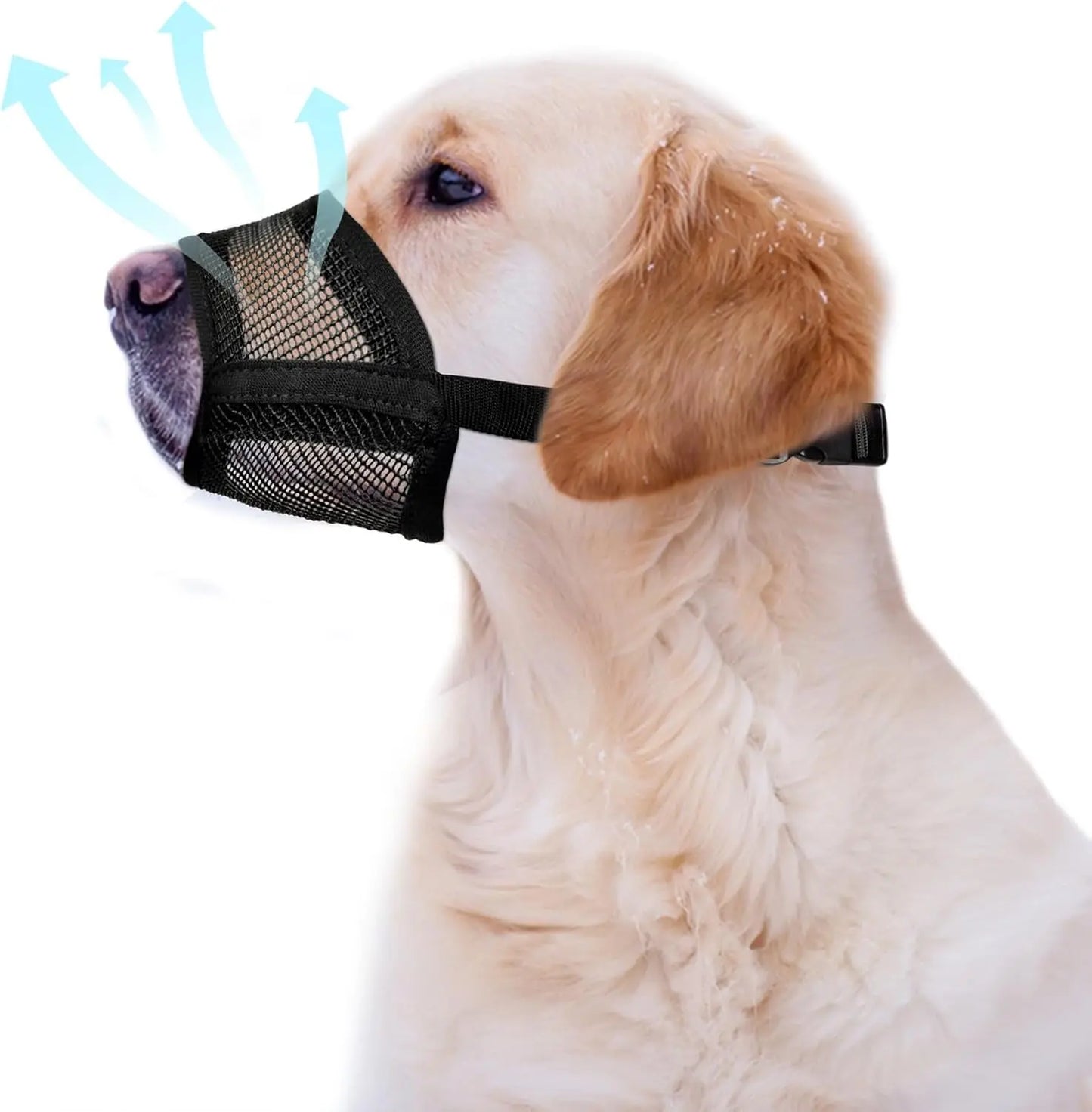 Breathable Mesh Dog Muzzle – Adjustable Air Mesh Muzzle to Prevent Biting, Barking & Chewing, Comfortable Fit for All Dog Sizes