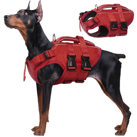 Kuoser Dog Life Jacket – High Buoyancy Reflective Pet Life Vest with Rescue Handle, Adjustable for Small, Medium & Large Dogs, Swimming & Boating