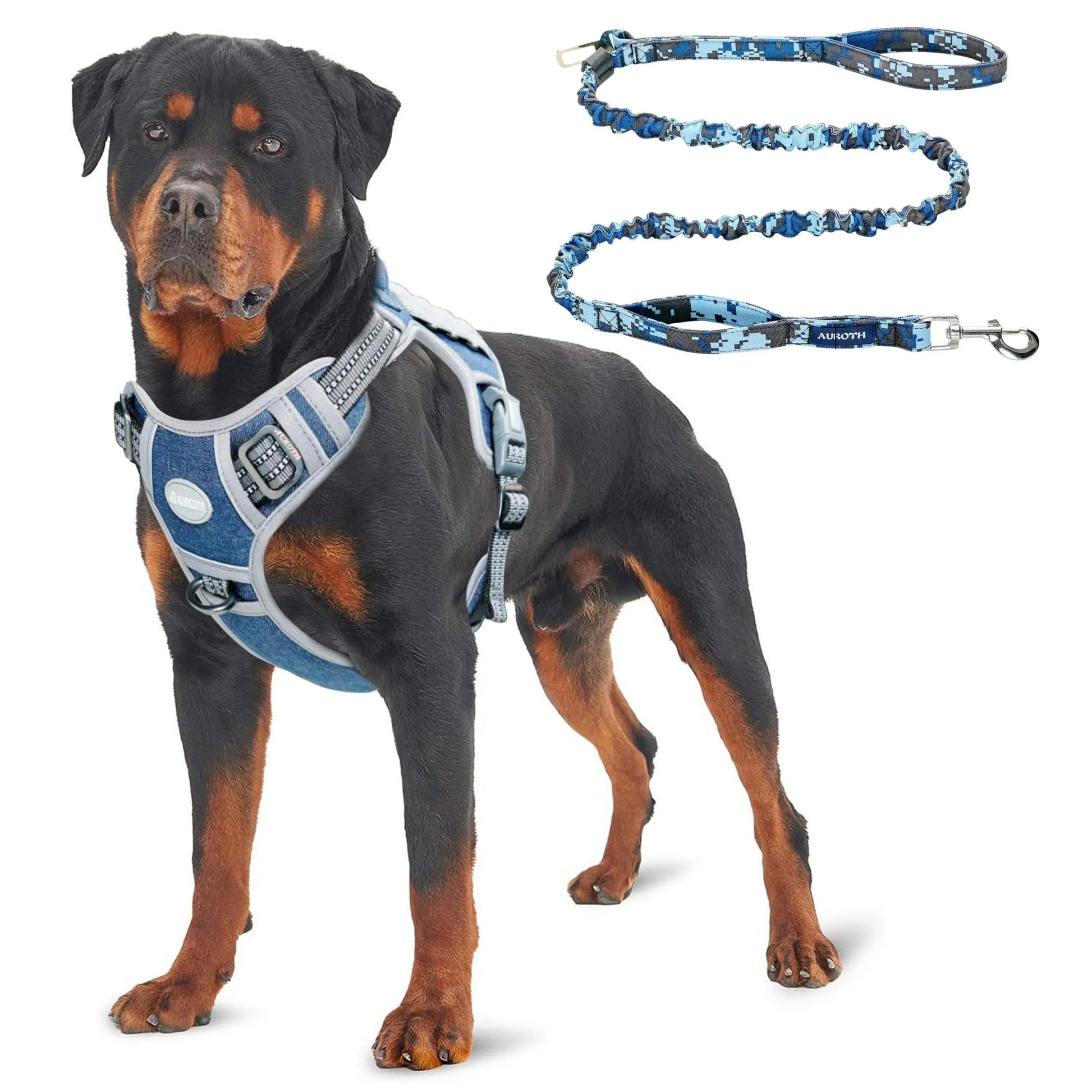 Auroth Tactical Dog Harness & 6FT Leash Set – No-Pull Training Vest with MOLLE Gear System, Heavy Duty for Small to Large Dogs, Camo