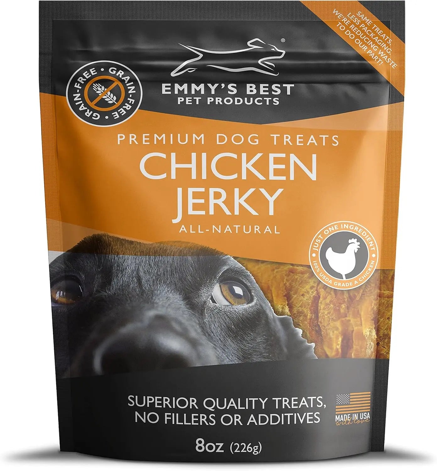 Emmy's Best Chicken Jerky Dog Treats – USA Made, 100% Natural Grain-Free Chicken Strips – High Protein Training Treats for Small, Medium & Large Dogs