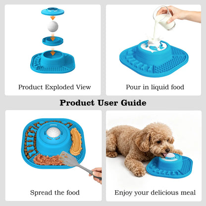 Pawlove Dog Slow Feeder Bowl – Anti-Slip Ball-In Liquid Feeder for Bone Broth, Yogurt & Anxiety Relief, Food-Grade, Dishwasher Safe
