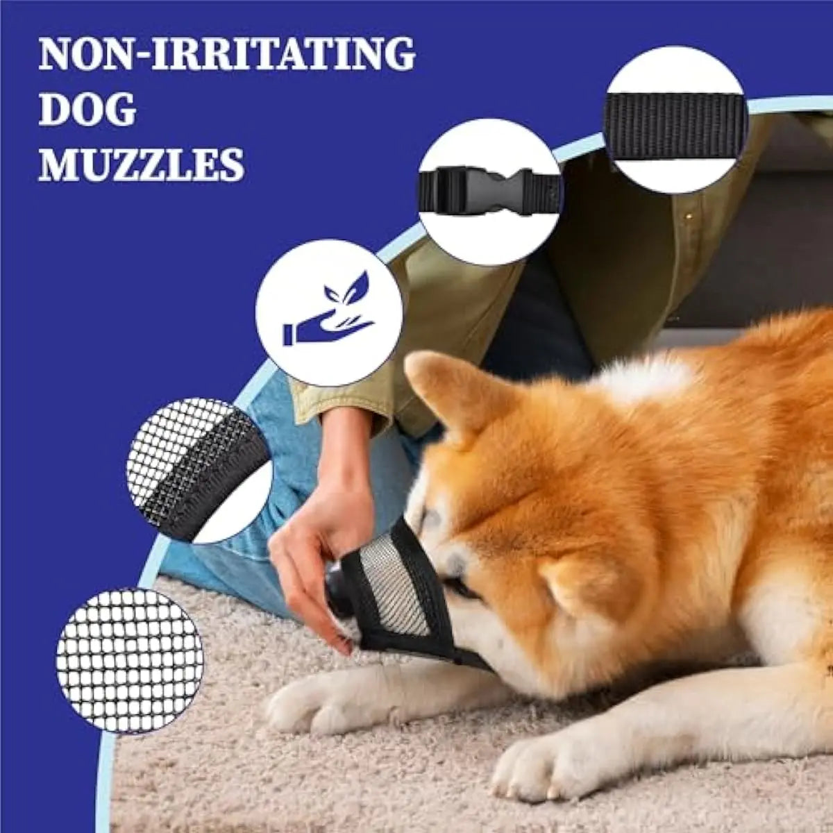 Breathable Mesh Dog Muzzle – Adjustable Air Mesh Muzzle to Prevent Biting, Barking & Chewing, Comfortable Fit for All Dog Sizes