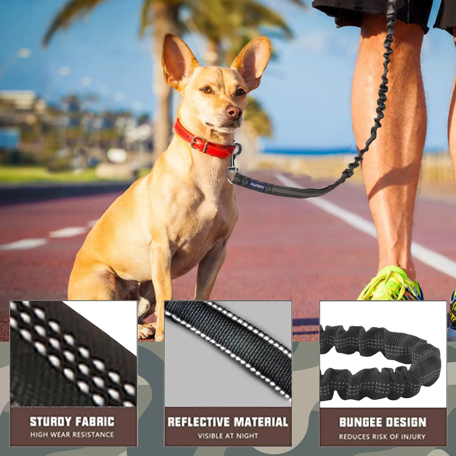 Auroth Tactical Dog Harness & 6FT Leash Set – No-Pull Training Vest with MOLLE Gear System, Heavy Duty for Small to Large Dogs, Camo