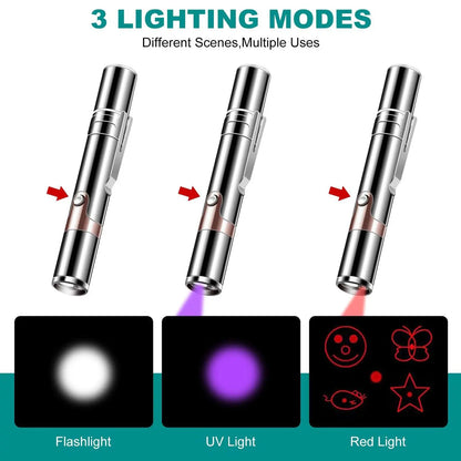 Interactive Laser Pointer Cat Toy – USB Rechargeable, 5 Pattern Modes, Portable Multi-Function Pet Training Toy for Cats & Dogs