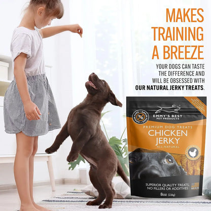 Emmy's Best Chicken Jerky Dog Treats – USA Made, 100% Natural Grain-Free Chicken Strips – High Protein Training Treats for Small, Medium & Large Dogs
