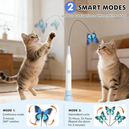 Automatic Butterfly Cat Toy – USB Rechargeable, 360° Spin Interactive Wand with Suction Base, Self-Play & Handheld Modes for Indoor Cats