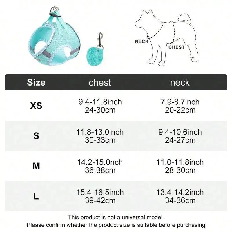 Step-In Dog Harness & Leash Set – Reflective No-Pull Mesh Harness, Adjustable & Lightweight for Small, Medium & Large Dogs
