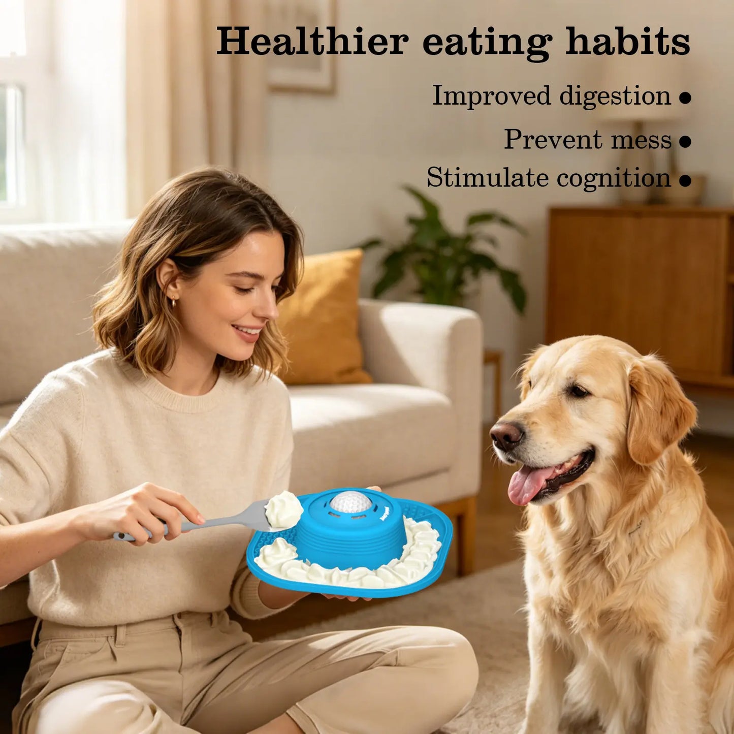 Pawlove Dog Slow Feeder Bowl – Anti-Slip Ball-In Liquid Feeder for Bone Broth, Yogurt & Anxiety Relief, Food-Grade, Dishwasher Safe