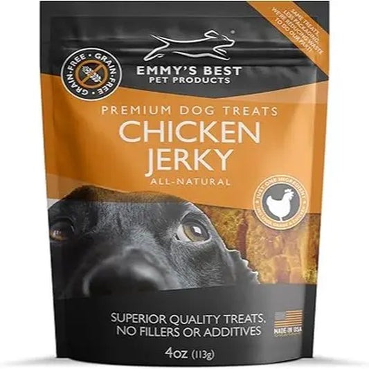 Emmy's Best Chicken Jerky Dog Treats – USA Made, 100% Natural Grain-Free Chicken Strips – High Protein Training Treats for Small, Medium & Large Dogs