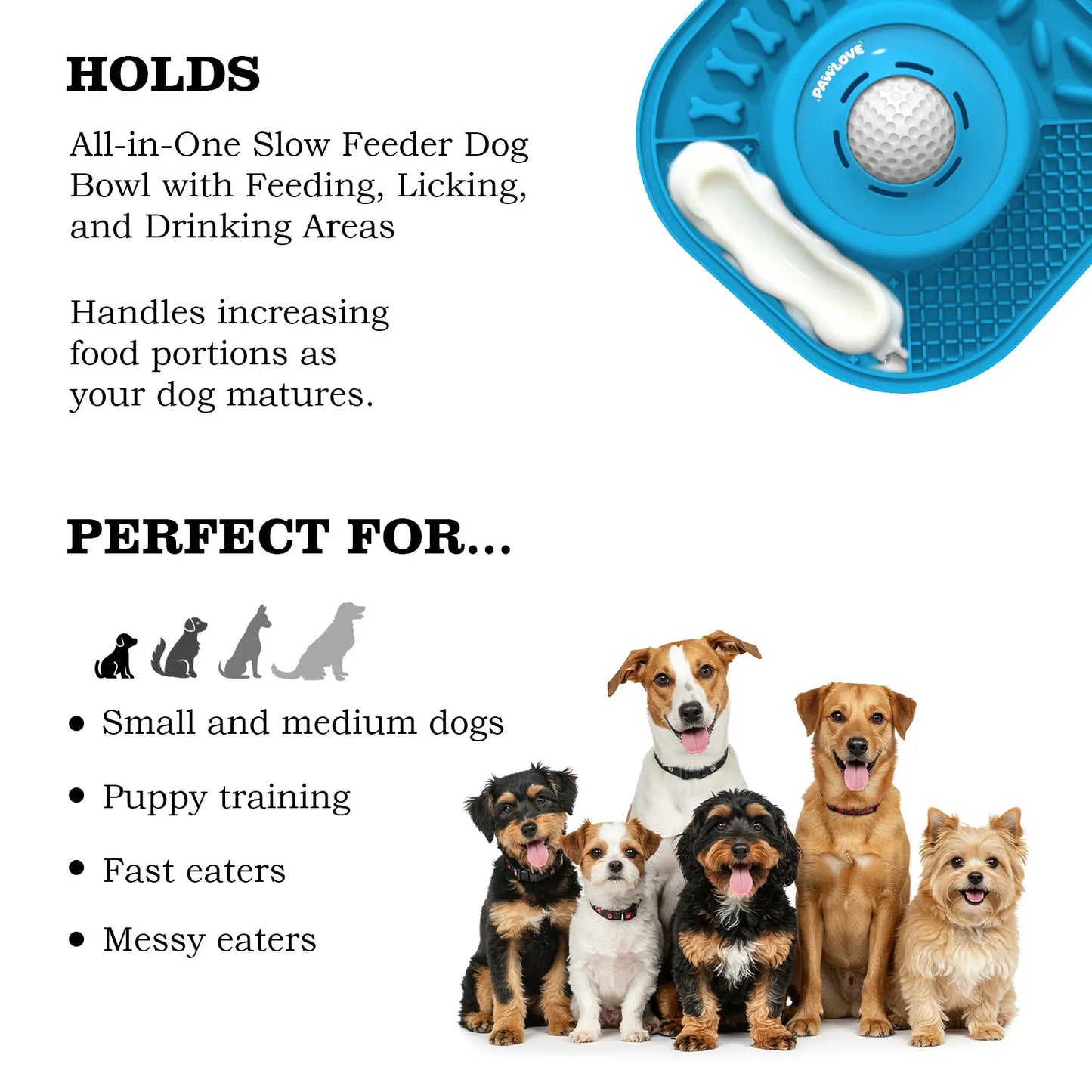 Pawlove Dog Slow Feeder Bowl – Anti-Slip Ball-In Liquid Feeder for Bone Broth, Yogurt & Anxiety Relief, Food-Grade, Dishwasher Safe