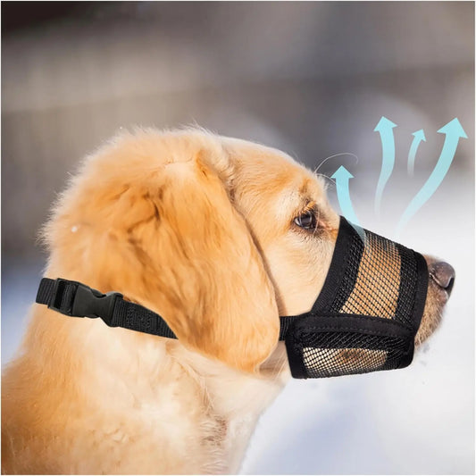 Breathable Mesh Dog Muzzle – Adjustable Air Mesh Muzzle to Prevent Biting, Barking & Chewing, Comfortable Fit for All Dog Sizes