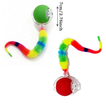 Smart Automatic Rolling Ball Cat Toy – USB Rechargeable Interactive Toy with Obstacle Avoidance & Colorful Plush Tail for Cats & Dogs