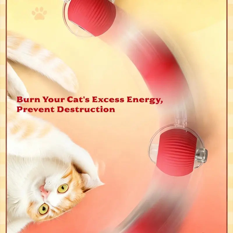 Smart Automatic Rolling Ball Cat Toy – USB Rechargeable Interactive Toy with Obstacle Avoidance & Colorful Plush Tail for Cats & Dogs